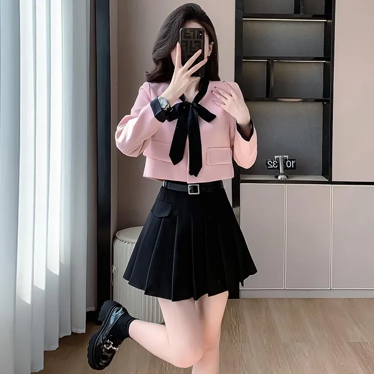 法式高端小香风套装女秋季2024小个子穿搭气质高级感短裙子两件套