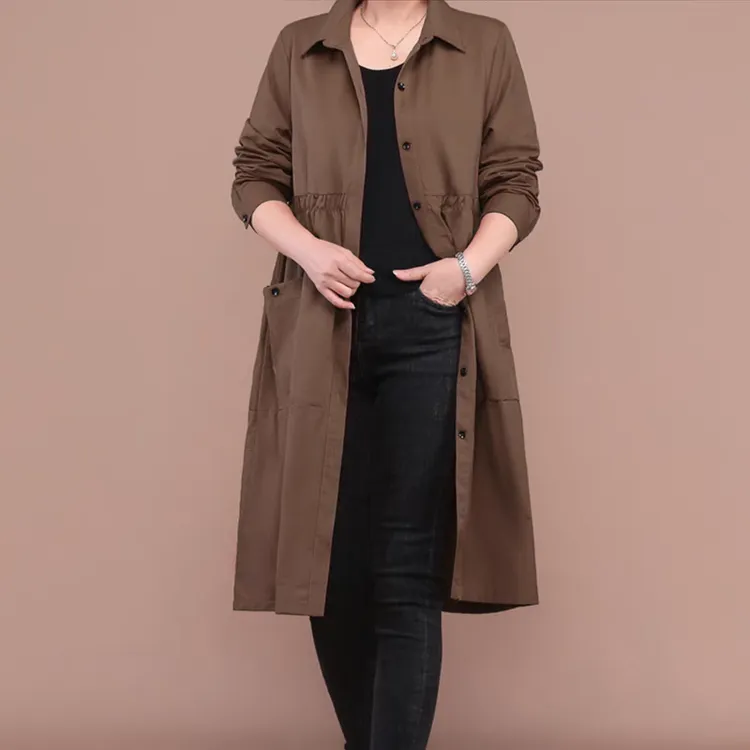 Yu新款中长款洋气妈妈风衣外套大衣时尚女装