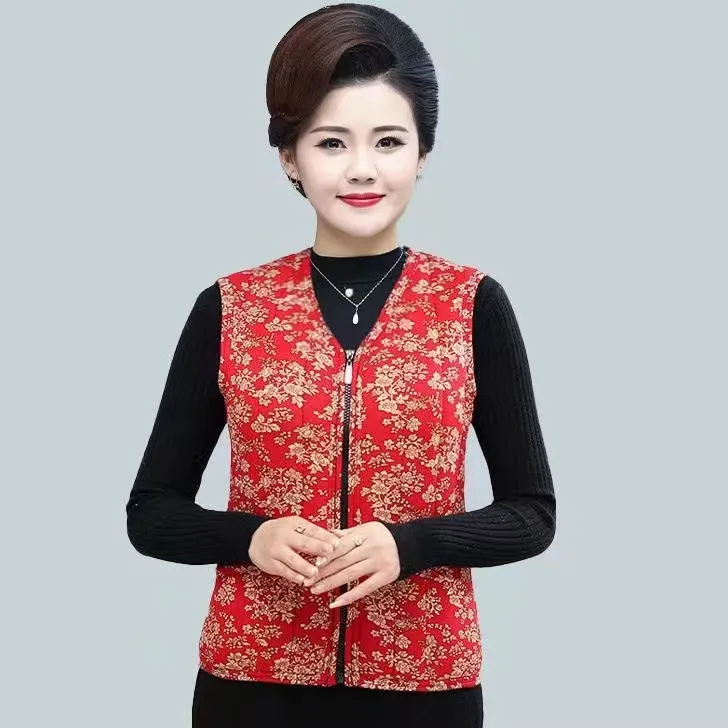 中老年妈妈绒棉马甲女2023新款秋冬季加厚坎肩短款奶奶保暖背心