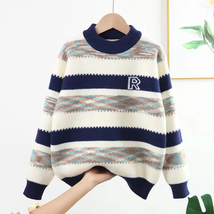 新款男童毛衣冬季加厚韩国绒男孩中大童儿童秋冬款打底衫冬装潮