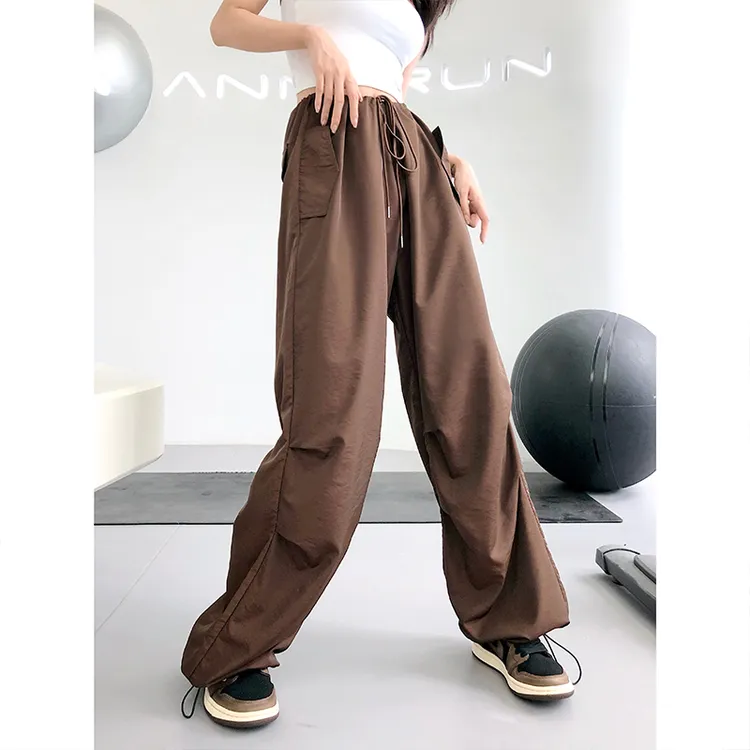 annerun美式辣妹工装裤女抽绳休闲裤垂感宽松直筒阔腿休闲运动裤
