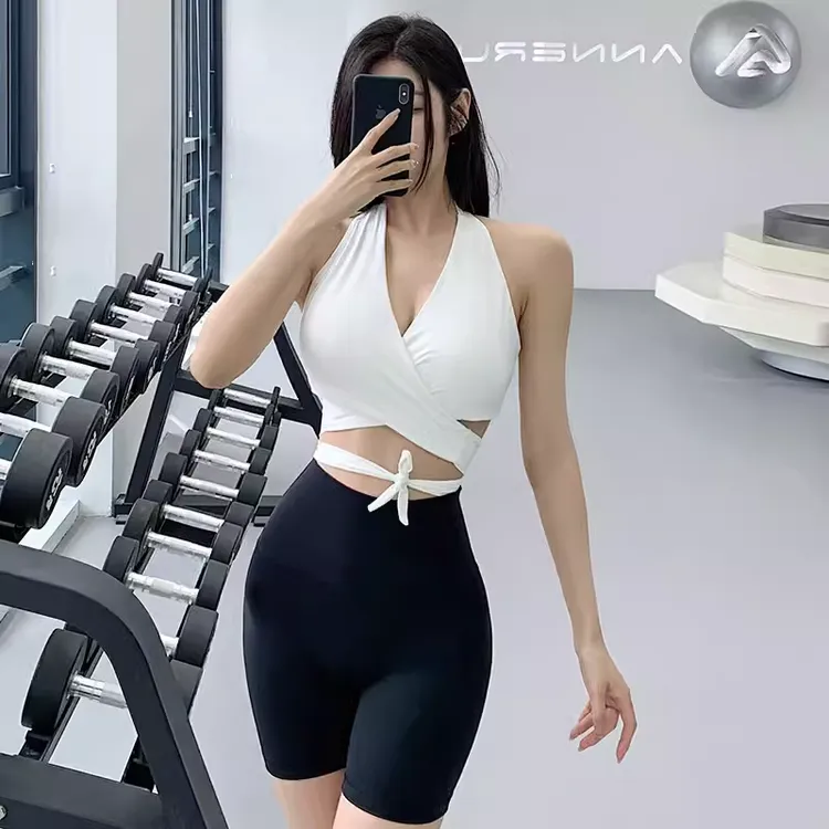 ANNERUN交叉绑带瑜伽文胸女外穿运动美背紧身跑步撸铁健身背心