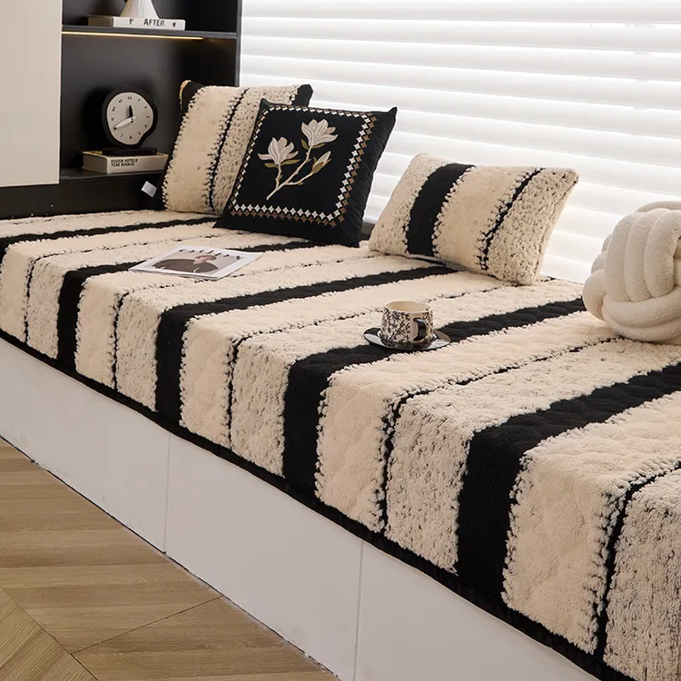 2024轻奢网红简约毛绒防滑防滑榻榻米加厚飘窗垫垫子飘窗垫窗台垫