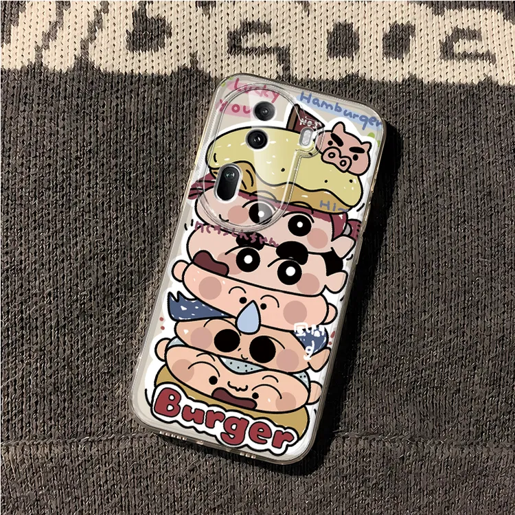 壳学馆叠叠小新适用OPPORENO11PRO手机壳透明新RENO 11创意软壳潮