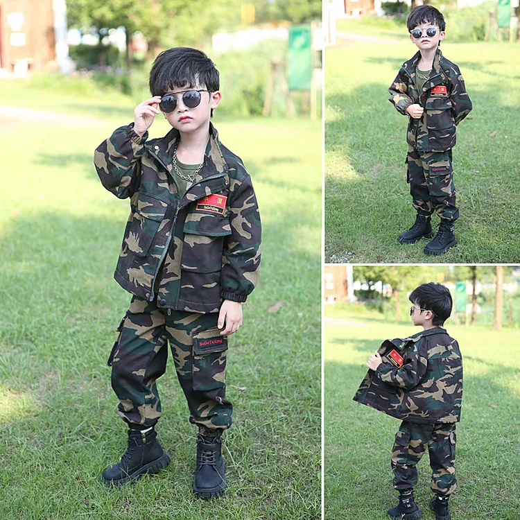 儿童迷彩服新款套装学生演出服班服春秋装幼儿园园服表演服两件套