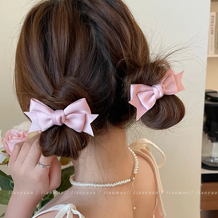 奶油少女~蝴蝶结发饰ins芭蕾风发夹甜美可爱网红鸭嘴夹子刘海发卡