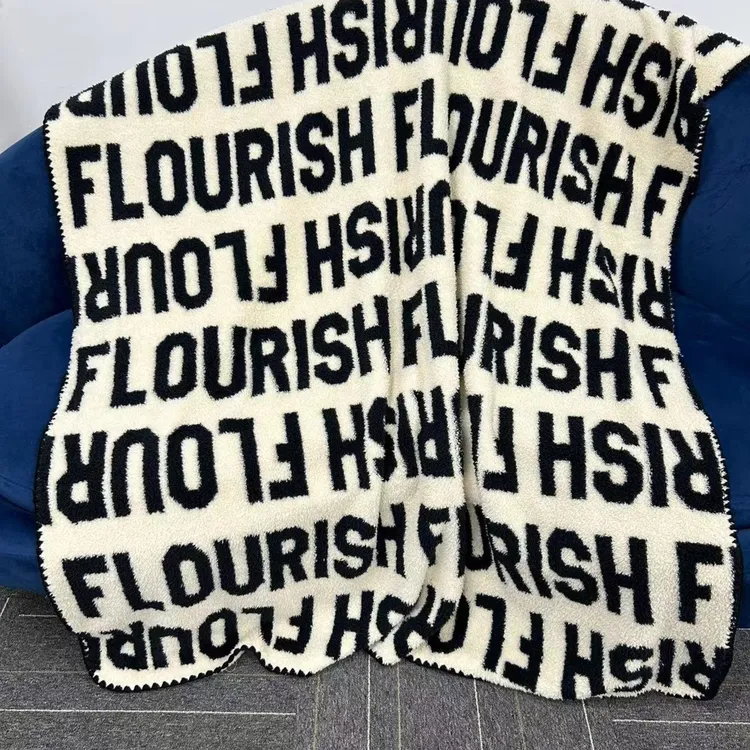 现代风字母毯办公室午休简约毯子沙发毯