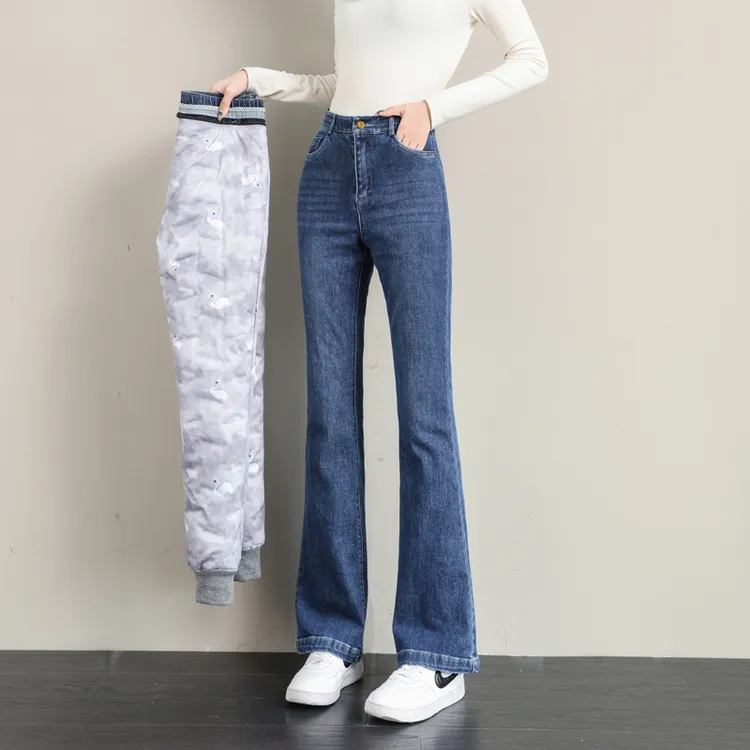 牛仔羽绒裤女冬外穿2025新款高端正品100%纯羽绒可拆卸白鸭绒棉裤