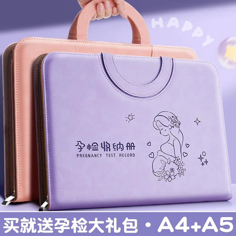 孕妈妈手提孕检收纳册档案报告b超册龙兔宝宝检查记录证件包简约