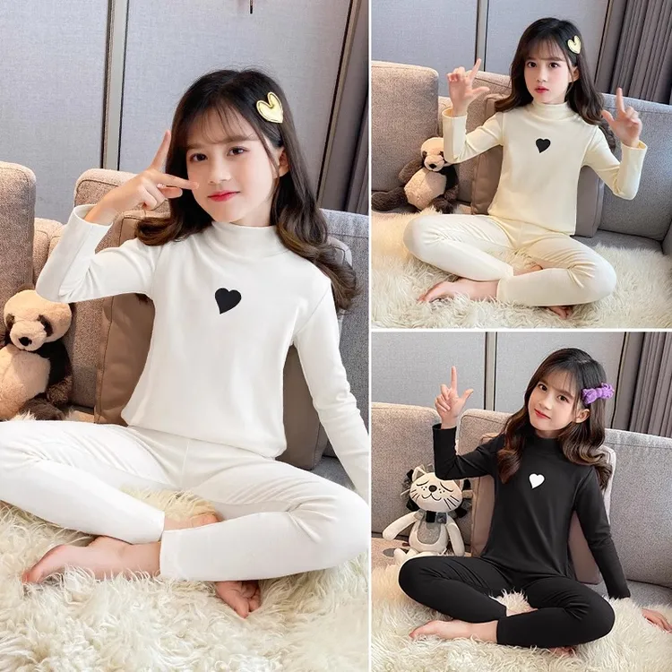 女童保暖内衣套装秋冬大童秋衣秋裤两件套儿童半高领线衣线裤