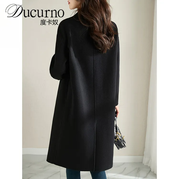 轻奢气场强大女装双面羊毛大衣中长款2025新款高级感显瘦毛呢外套