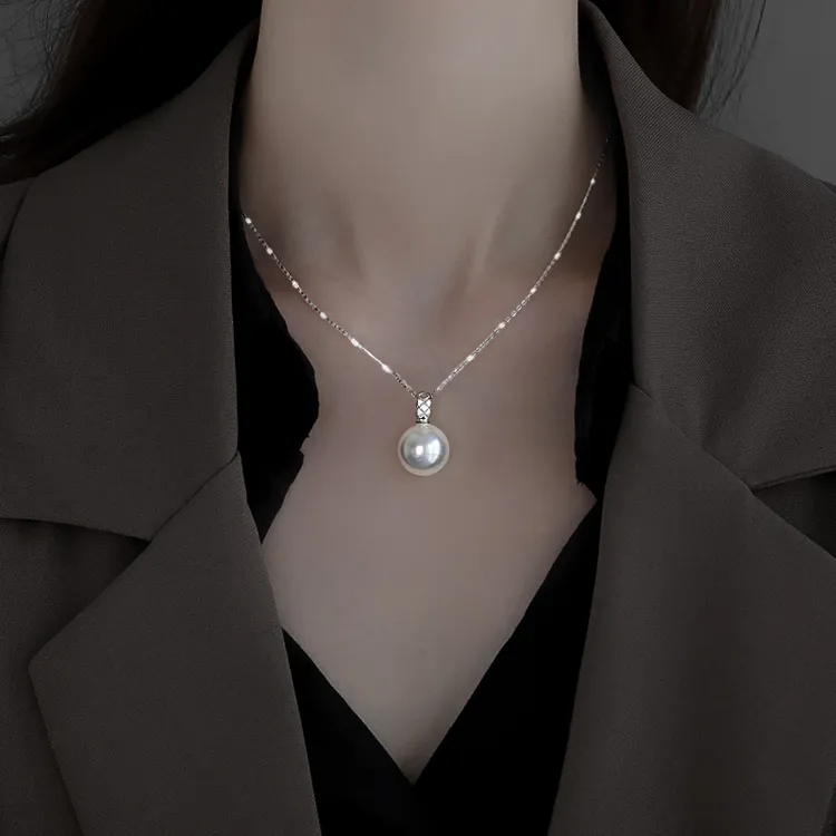 链子925银仿珍珠 纯银施家珍珠项链2025女新款轻奢毛衣链春夏