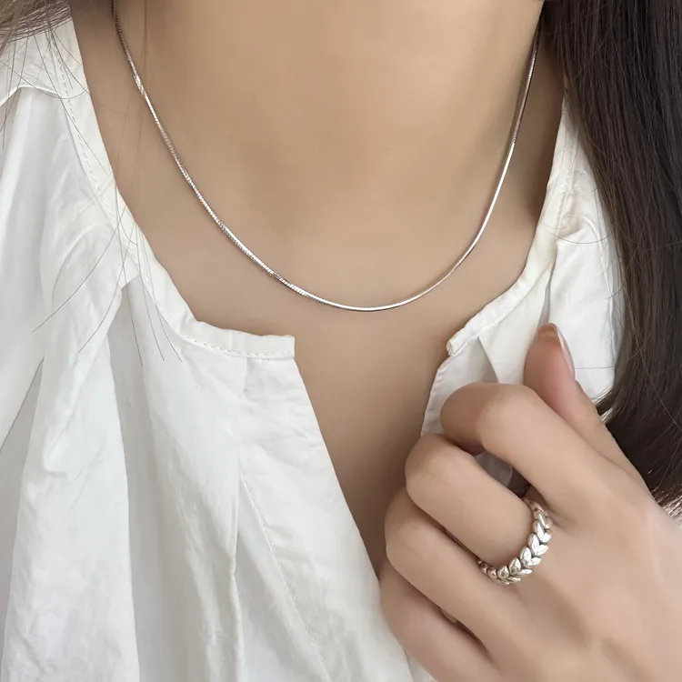 链子925银 ins风时尚简约百搭女电白八角蛇骨链素链项链 3534