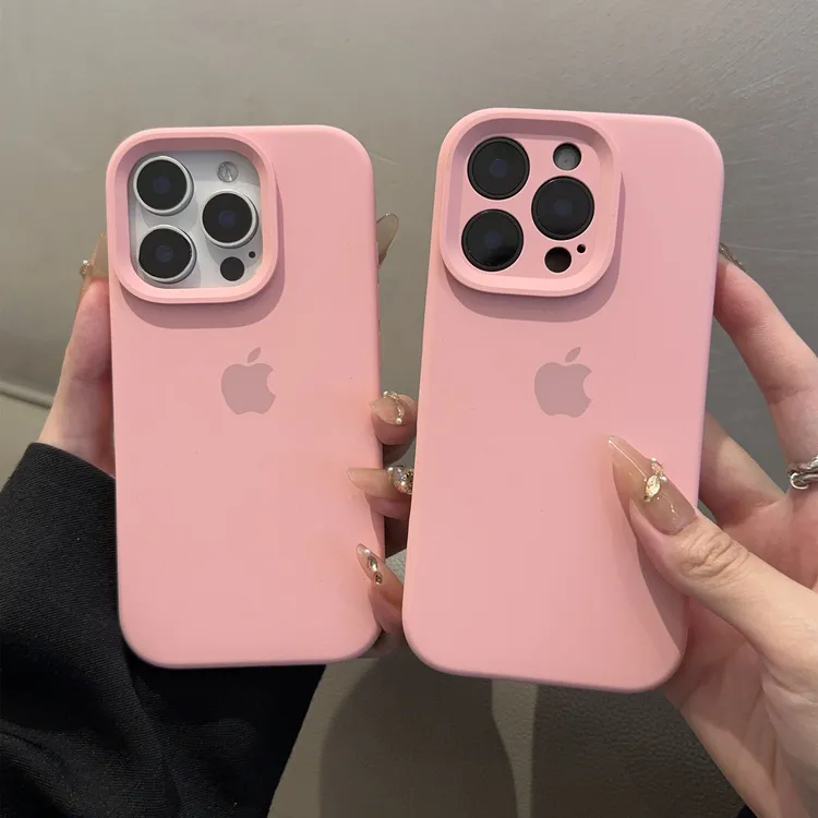 玫瑰粉适用苹果16手机壳15液态硅胶iphone14简约13纯色1211