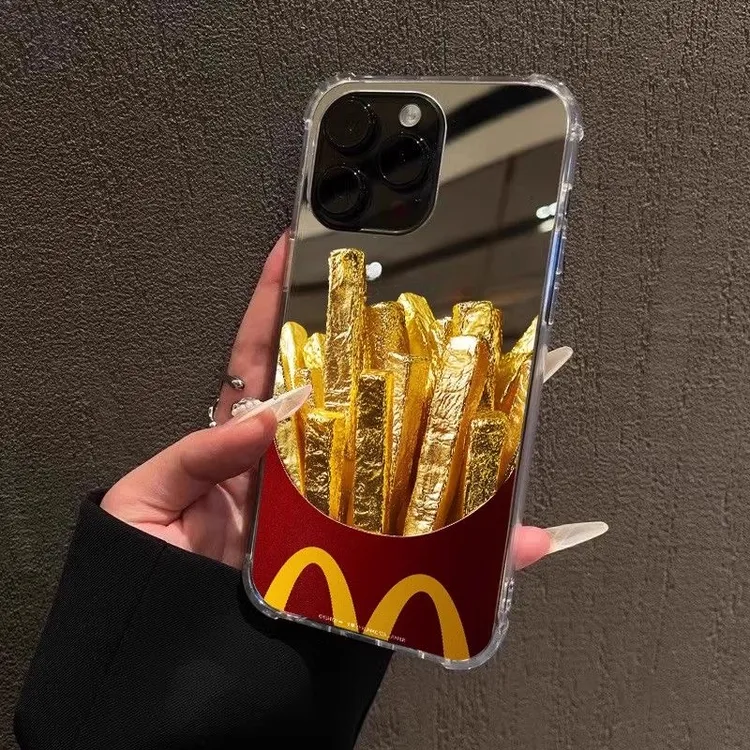 M记麦当劳黄金万两iPhone15苹果16promax手机壳12镜面13薯条14潮7
