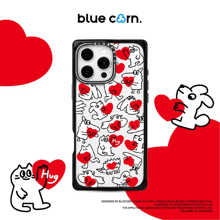 Bluecorn黑糖布丁爱心抱抱 直角系列适用iPhone16/15ProMax手机壳