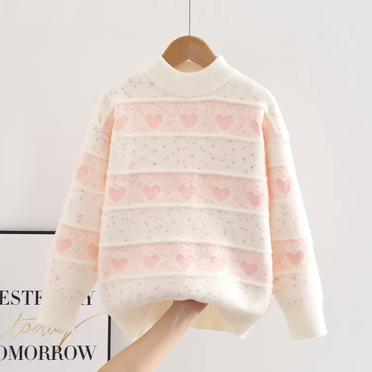 女童毛衣秋冬款2025新款儿童加绒时髦加厚上衣女大童洋气针织童装