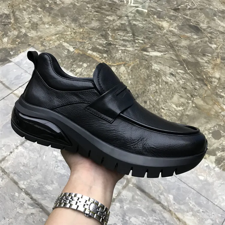 皮鞋男款2025年秋季新款头层牛皮厚底一脚蹬男士英伦商务休闲皮鞋