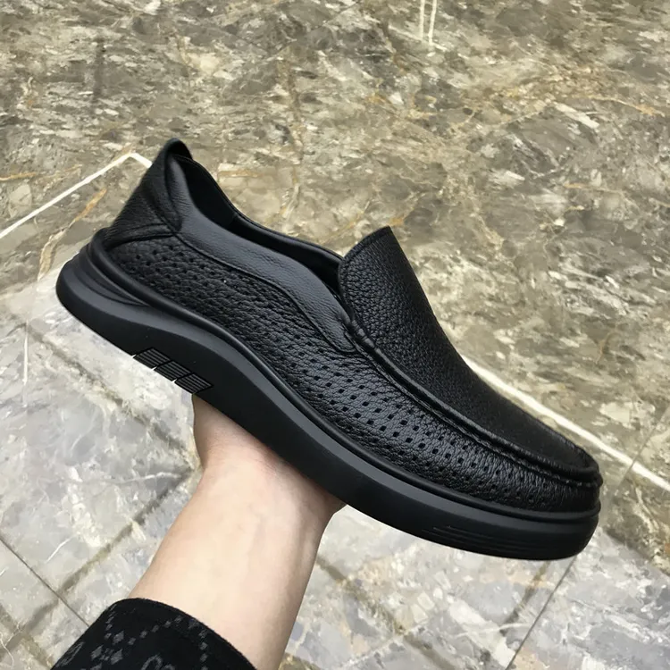 夏季皮鞋2025新款真皮男鞋镂空透气头层牛皮软底软面四季休闲皮鞋