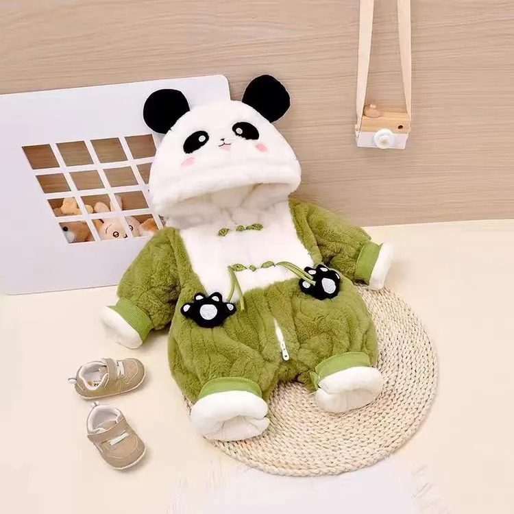 婴儿洋气新款爆款潮流正版冬季加绒连体衣宝宝外出服保暖夹棉哈衣