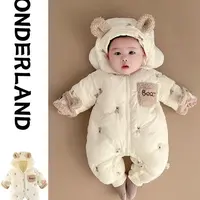 2025新款婴儿冬季外出服加绒可爱时尚保暖婴幼儿夹棉连体衣包衣潮