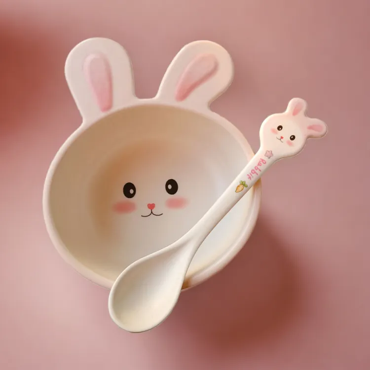 希尔小兔子儿童餐具碗宝宝碗卡通家用幼儿园吃饭碗可爱宝宝餐碗