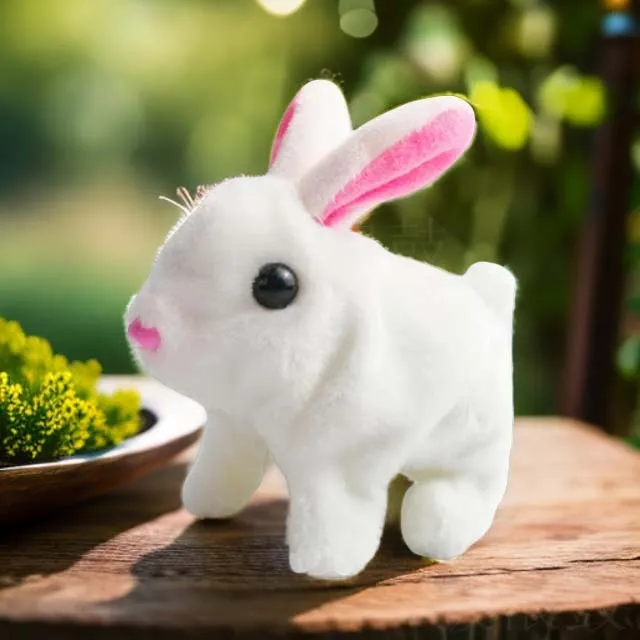 【带电池】毛绒玩具小兔子仿真电动毛绒兔益智可爱宠物陪伴会动会跳