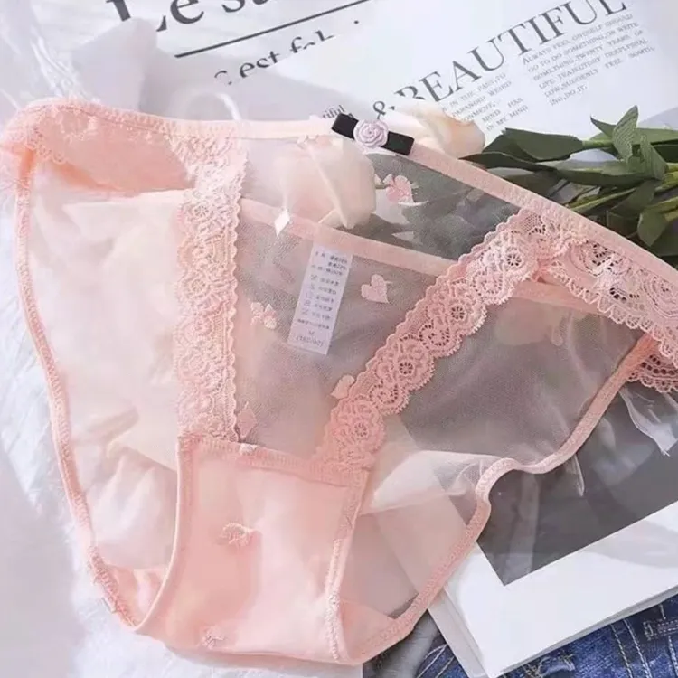 女士透气舒适薄款蕾丝性感刺绣内裤少女三角低腰内裤