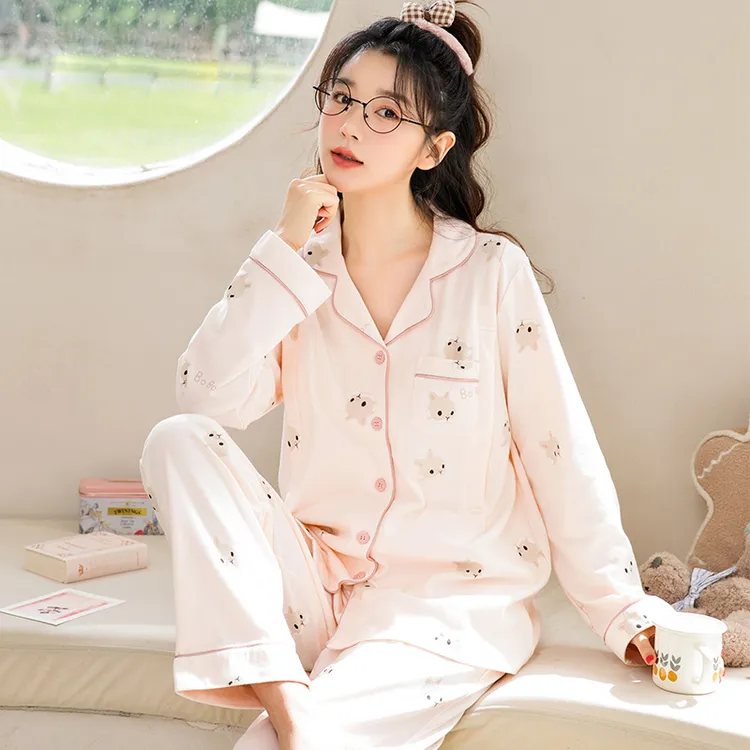 家时光月子服纯棉秋冬哺乳服100%全棉孕妇睡衣孕期家居服睡衣5325