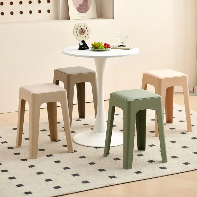 2张包邮家加厚家用凳子软包座面舒服可叠放餐桌凳子椅子