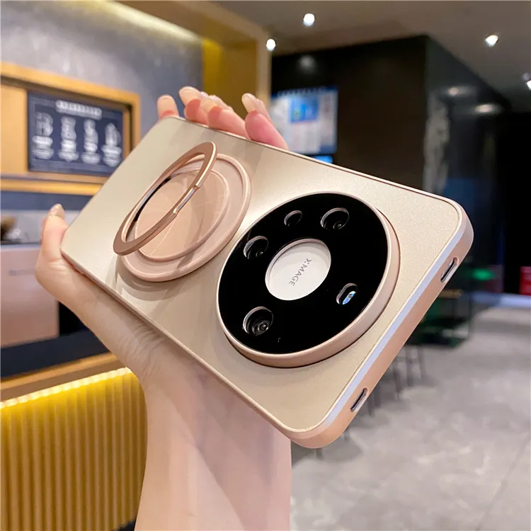 适用华为mate70pro极光手机壳360度旋转解压支架60防摔磨砂P70薄