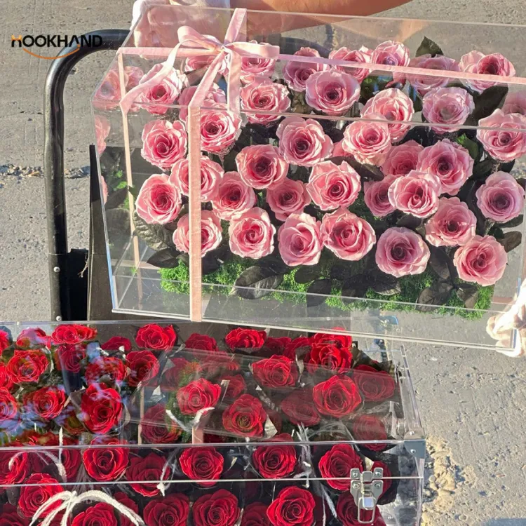 直发永生花玫瑰巨型行李箱亚克力花盒送女友闺蜜生日礼物