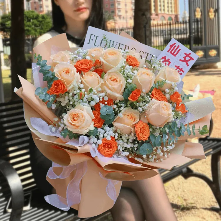 【幸运有你】11朵香槟玫瑰鲜花·生日礼物纪念日送女友闺蜜·同城告白