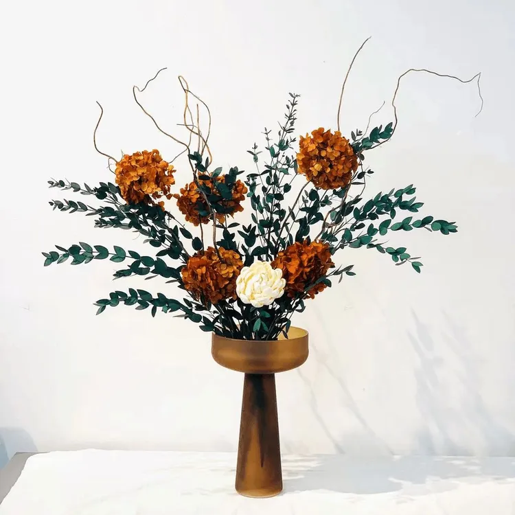 开播福利【心想事橙】进口亮橙色艺术绣球永生花新中式餐桌客厅花