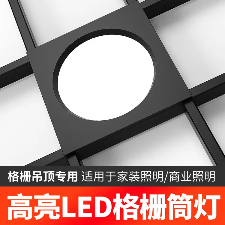 led格栅灯15x15铝网格吊顶双头10*10商用嵌入式客厅筒灯射灯客厅