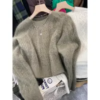 温柔系上衣时尚洋气麻花毛衣女秋冬加厚外穿浣熊绒高级感针织衫