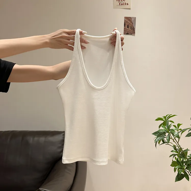 小婉薇 白色纯欲u领遮副乳小吊带背心女春夏季西装内搭无袖上衣 