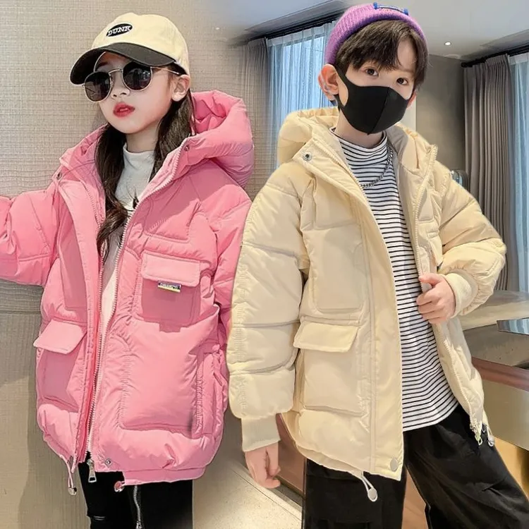 男女童2025新款冬季加厚免洗中大童棉服网红防风保暖连帽外套棉袄