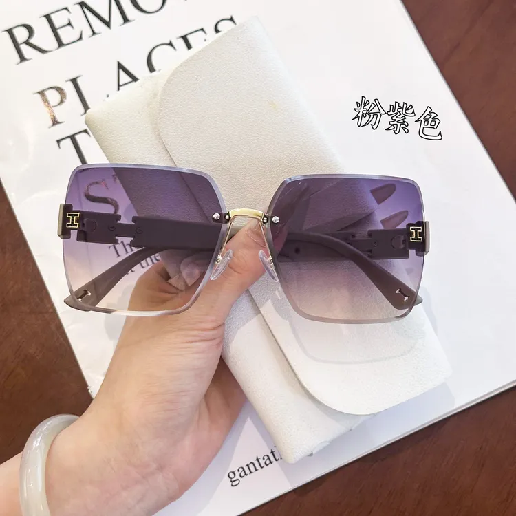 也古网红百搭显瘦无框太阳镜防紫外线墨镜女款女士自带妆容滤镜