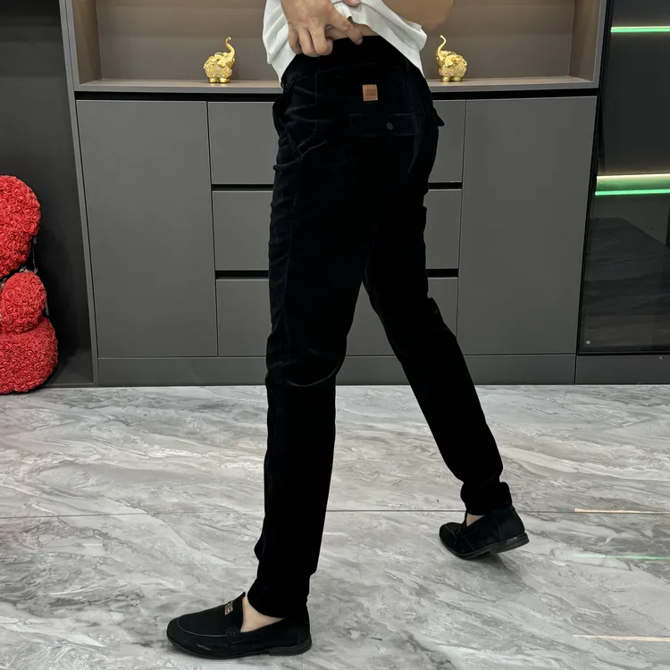 2024秋冬季新款灯芯绒条绒商务男士休闲裤潮流修身小直筒百搭裤子