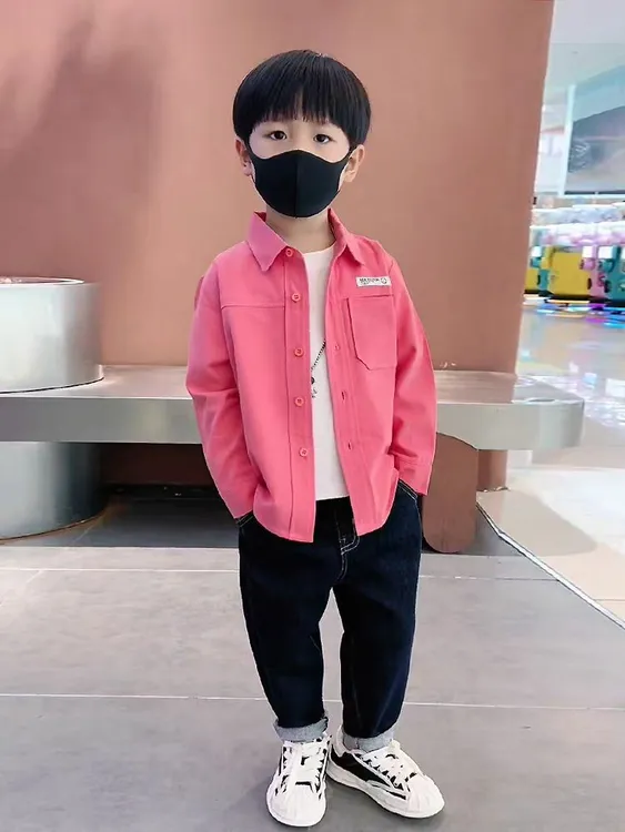 男童衬衫春新款中小童男孩秋季长袖外穿衬衣宝宝衬衫洋气薄款外套