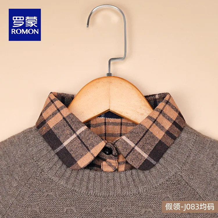 罗蒙格子假领子女内搭秋冬季韩版休闲尖领百搭配毛衣卫衣装饰领子