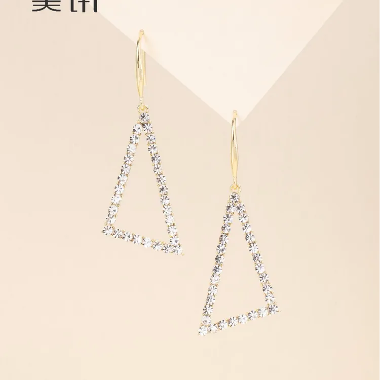 铜合金耳饰 美讯上新气质韩版高级设计感微镶满钻耳钩