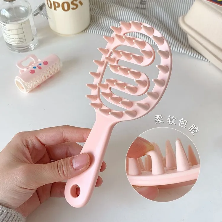 洗头梳按摩梳镂空软胶经络清洁头皮长发神器长柄多功能蓬松便携式