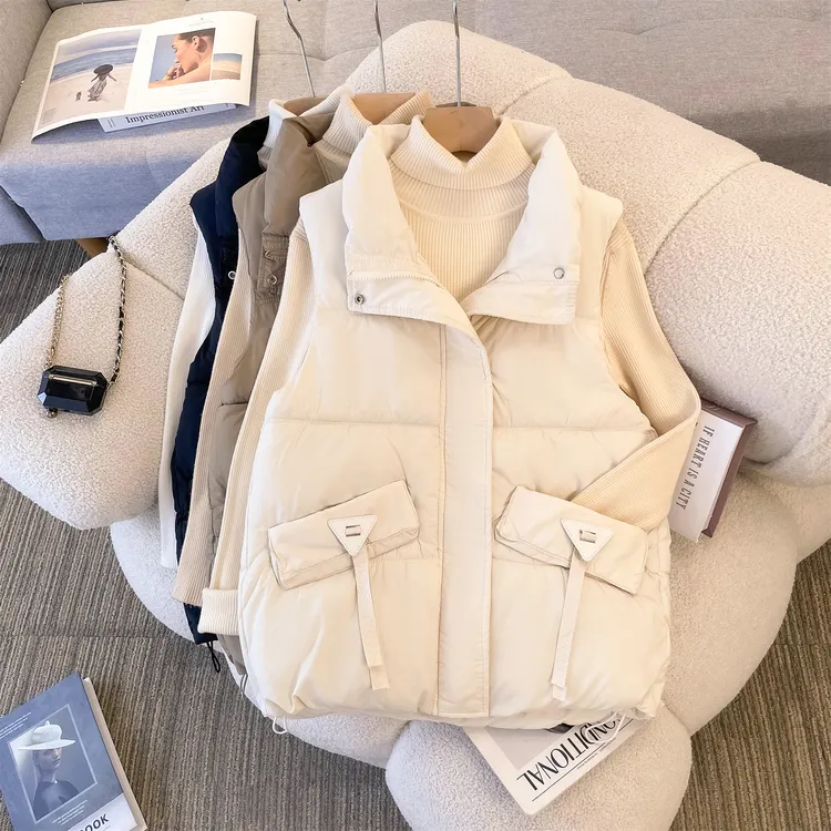 8811胖mm大码百搭棉服马甲女秋冬新款宽松坎肩棉马夹背心外套潮