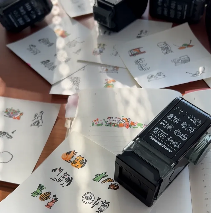 midori 旋钮手帐印章装饰印章可拆卸边框可爱手绘风创意涂色