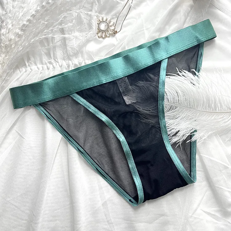 艾舒客性感内裤女低腰网纱镂空透明提臀三角裤底裆舒适透气低腰裤