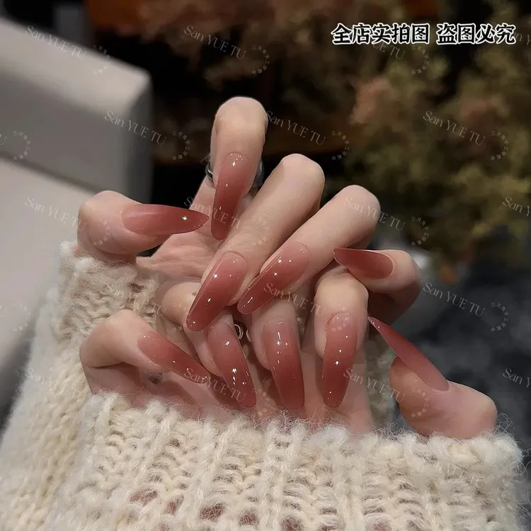 烟熏玫瑰 手工夏日甲片轻奢显白指尖纯欲定制穿戴甲