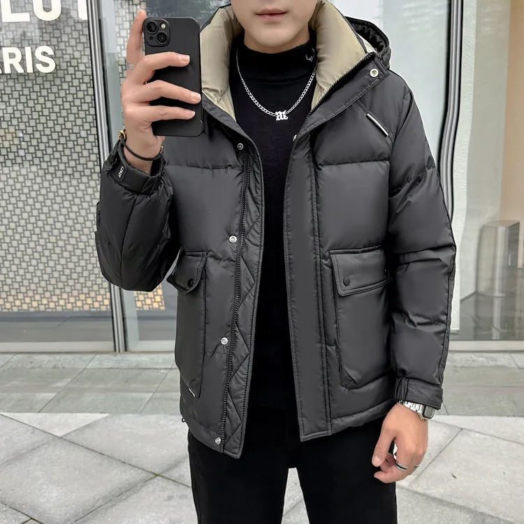 男士冬季新款羽绒服短款连帽款潮时尚休闲免洗防风保暖羽绒服9266