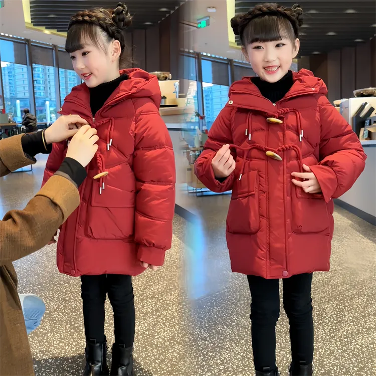 女童棉服冬装2025新款洋气大童加厚保暖棉衣外套儿童红色棉袄冬季